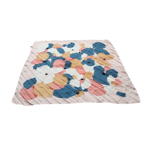 Satin Square Scarf Bandana One Size Abstract Floral Retro 26"×26" - Picture 7 of 9